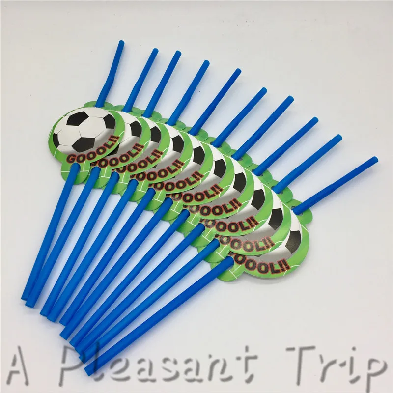 

10pcs/lot Party Straws Supplies Kids Girls Boys Birthday Party Drink Straws Decorations football Party Supplies
