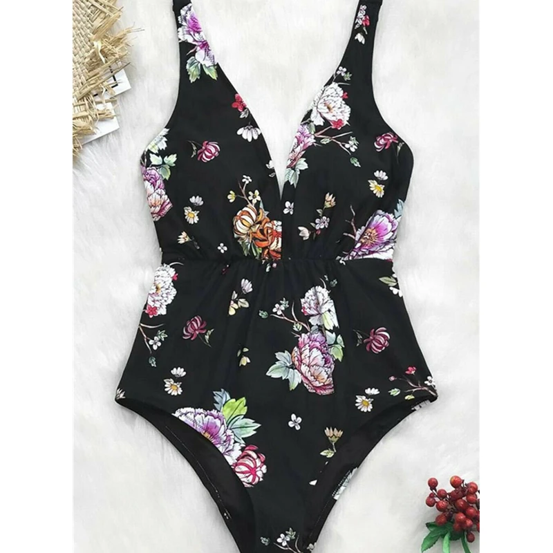 

2019 Swimwear Flower Print Women Swim Wear Push Up Padded High Waisted Bathing Suits Swimsuit For Women Bikini Ladies Swimwear