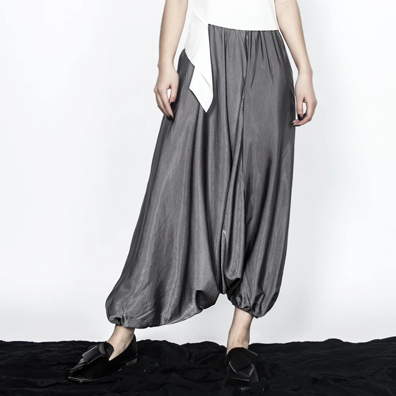 Longitud Harén Casual Twotwinstyle Pants Linterna Elástico Pants Básica Tamaño Para 2018 De Mujer Gran Pantalones Tobillo Mujeres Black Del La Primavera gray Moda ppz67qg