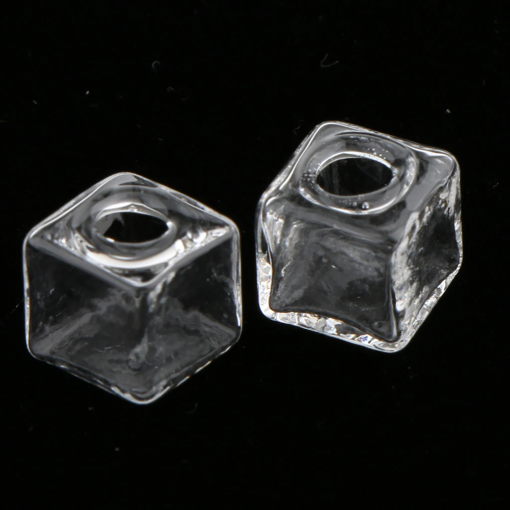 10 Pieces 10mm 13mm 15mm Clear Glass Globe Square Bottle Charms Pendant Wishing DIY Jewelry Makings 