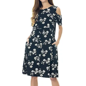 

New Fashion Women Pregnant Maternity Foral Printing Nursing Solid Breastfeeding Summer Maternity Dress Wholesale Free Ship Z4