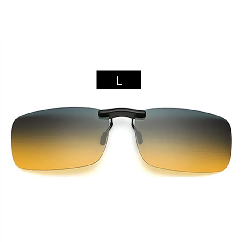 YOOSKE поляризованные солнцезащитные очки без оправы для мужчин и женщин, очки на застежке для вождения, флип для близорукости, солнцезащитные очки с линзами ночного видения - Цвет линз: L Yellow