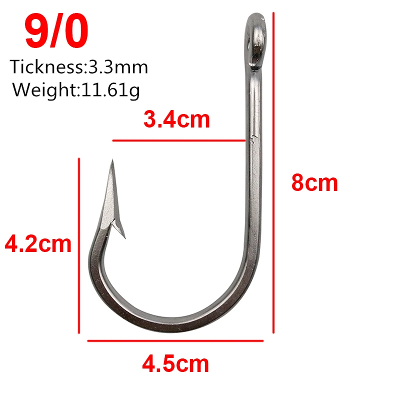 Hyaena 10 шт./партия 7732 Размер 4/0-10/0 крепкий рыболовный крючок из нержавеющей стали на крупную рыбу, аксессуары для морской рыбалки - Цвет: 9 0