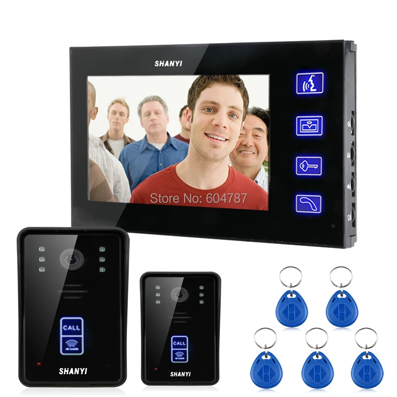 7\ Color Monitor Touch Key Video Door Phone Doorbell Intercom System IR Camera 2V1