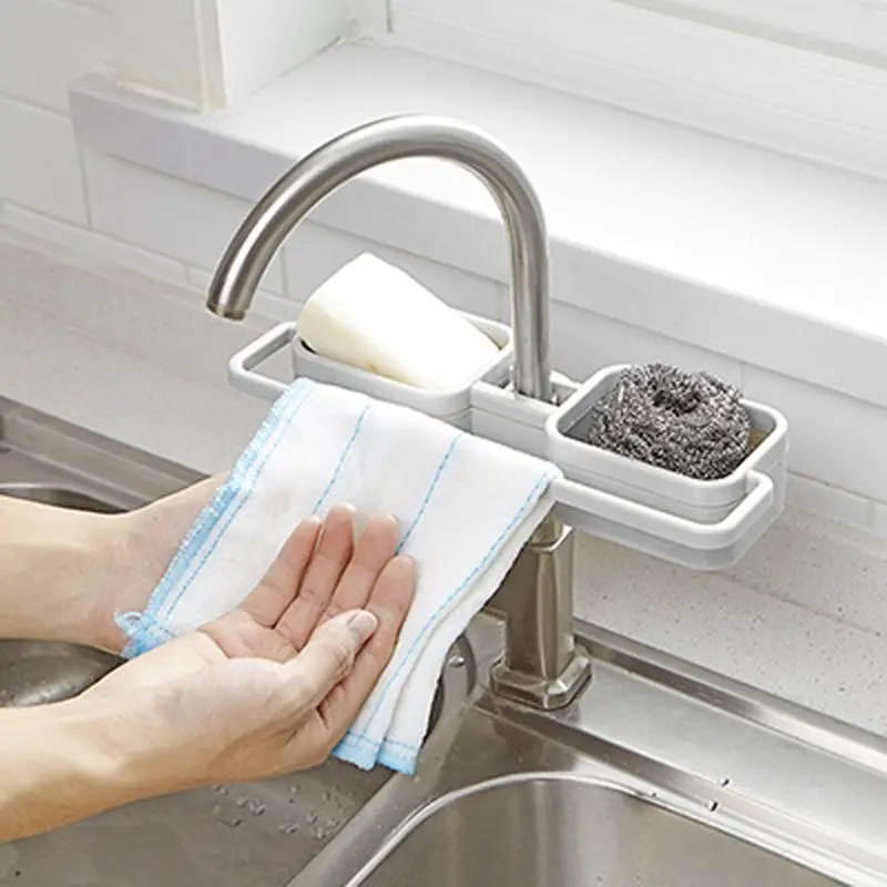 

Faucet Sink Sponge Hanging Storage Drain Rack Bathroom Shower Caddy Shelf Soap Holder Towel Hanger Organizer Kitchen Accessories