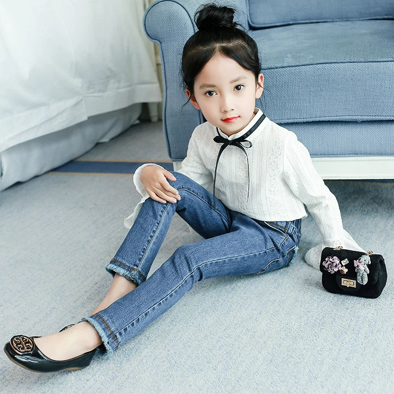 

Spring Autumn Baby Girl Jeans Teenager Girls Fashion Long Denim Pant Skinny Trousers Solid Pencil Pant Back To School outfits 12