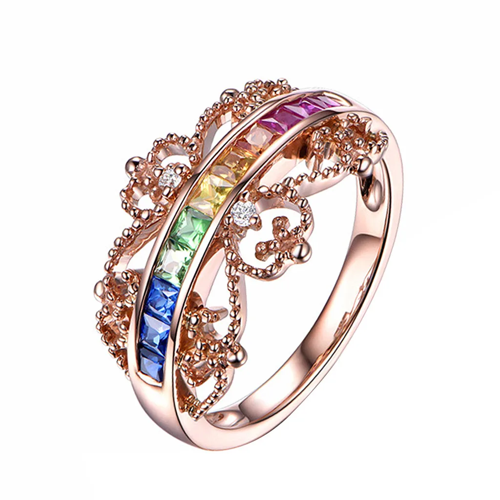 

2019 rings for women Women Sleek Minimalist Inlaid Zircon Rose Gold Color Ring