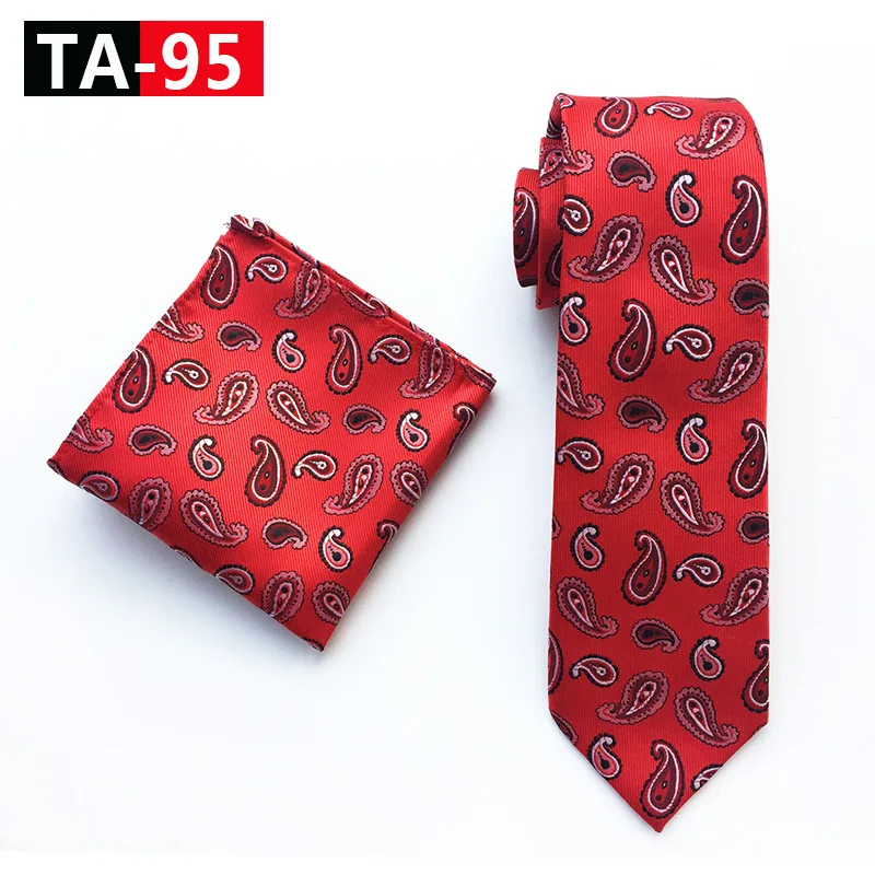 Classic Novelty 23 Style Mens Tie Pocket Square Set Silk Paisley Flower Floral Gird Necktie Set Business Wedding Party Tie Set - Цвет: TA-95