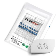 (50 pces) diodos do retificador da barreira de bat43 schottky 200ma 30 v do-35 (DO-204AH) interruptor de sinal pequeno axial 0.2a 30 volts