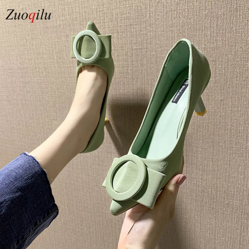 

2019 high heels shoes woman sexy low heel pumps for women party wedding shoes pearl high heels white yellow