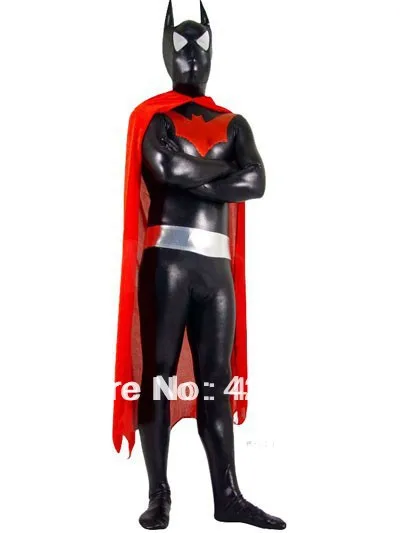  Black Metal & Red Lycra Batman costume DC Comics Metallic Batman Superhero Costume Halloween Costum