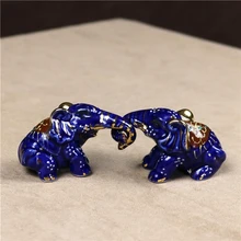 Винтажная фарфоровая фигурка влюбленных слона, ручная роспись, керамическая миниатюрная пара слонов, новинка, Декор, подарок, ремесло, орнамент