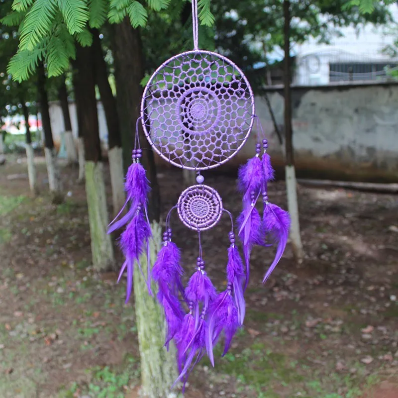 В Индийском стиле, ручной работы Ловец снов круглая сеть с пером висячие украшения орнамент подарок