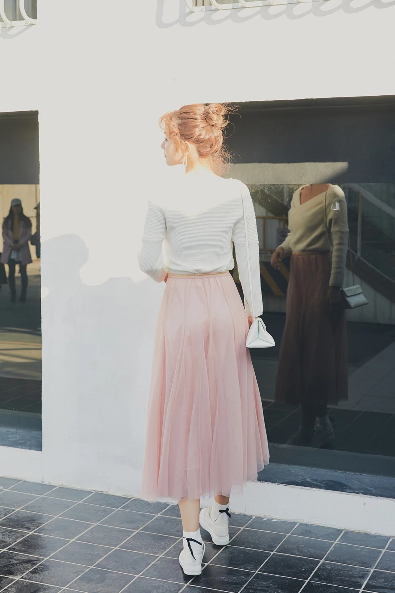 Colorfaith, новинка, Женская длинная юбка миди, весна-лето, женская модная сетчатая юбка-пачка, расклешенное бальное платье, юбка с высокой талией, Женская SK1060