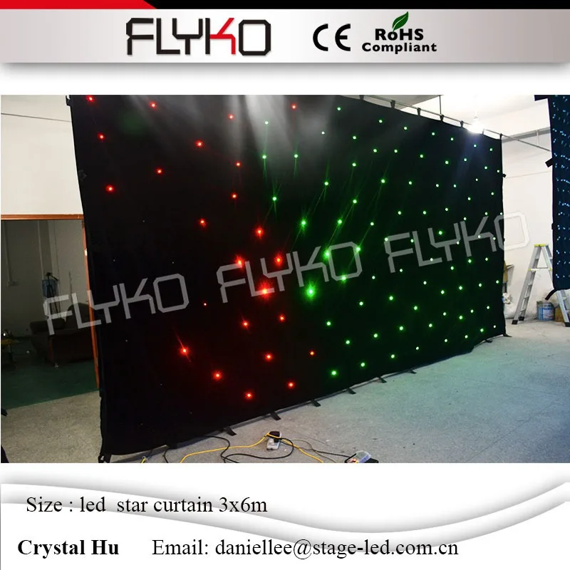 

Professionally designed led star curtain 3x6m foldable SD controller with Remote control led star background wall