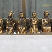 8." Китай Храм Классический Бронзовый Gild Восемь бессмертных Бог статуя Будды набор