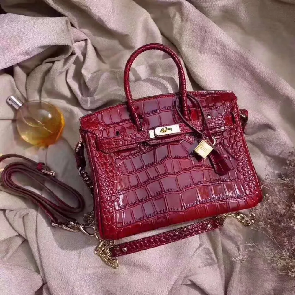 

2018 hot selling latest fashion women lady cowhide skin leather shoulder bag cross body bag with enbossed crocodile pattern fast