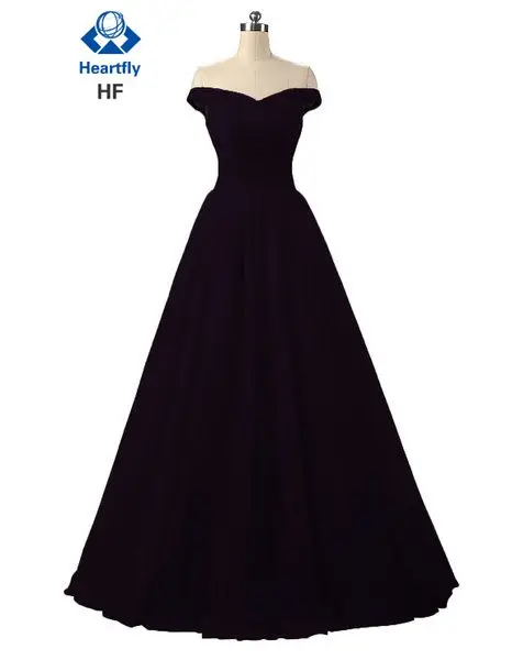 ANGELSBRIDEP длинное вечернее платье из тюля с открытыми плечами Сексуальное Милое Женское Платье Vestidos De Festa официальное вечернее платье - Цвет: Черный