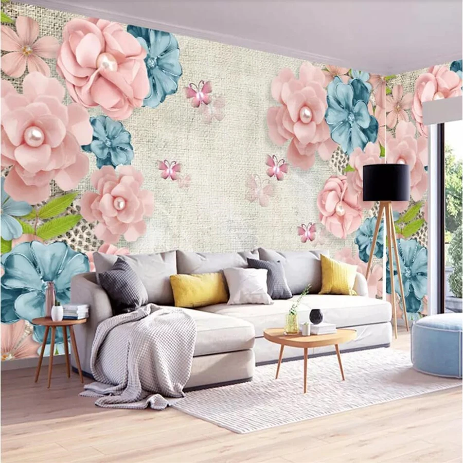

beibehang Custom wallpaper 3d photo mural retro style luxury jewelry flower background wall living room bedroom 3d wallpaper