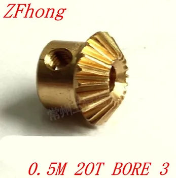 

2pcs 0.5m20t 20 teeth brass Bevel Gears Module 0.5 bore 3mm