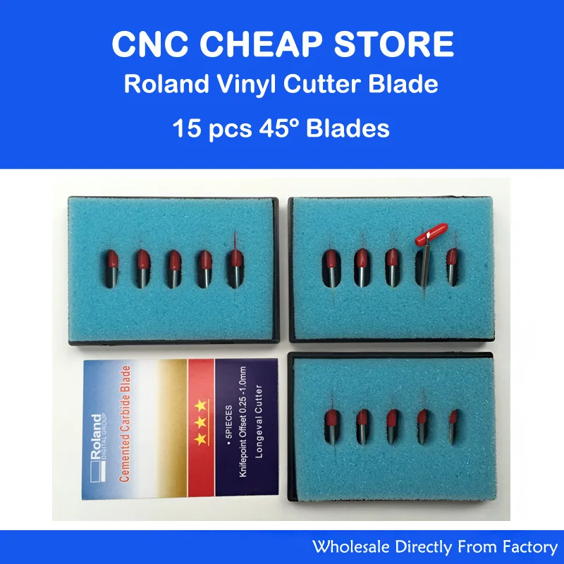 

1Set(15pcs) Extra Long Service Life 45 Degree Roland Liyu Refine Redsail Rabbit Blades Vinyl Cutter Knife Cutting Plotter Bit