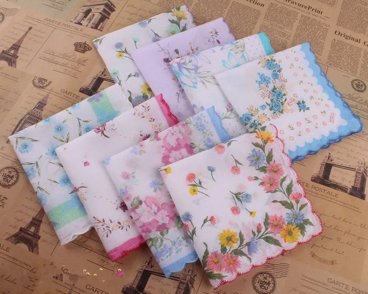 

Small handkerchief scallop cotton men and women children retro classic retro printed handkerchief