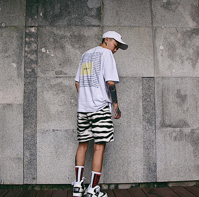 Контрастная уличная одежда в полоску зебры с эластичной талией Прямые свободные штаны корейские хип-хоп винтажные брюки для женщин и мужчин тонкие джоггеры Harajuku