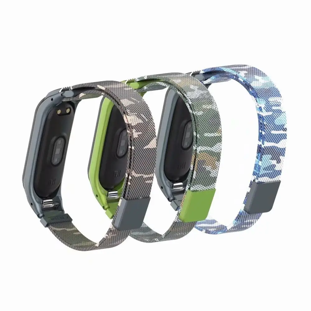 Mi lanese Камуфляжный ремешок для Xiaomi mi band 4 умный браслет из нержавеющей стали