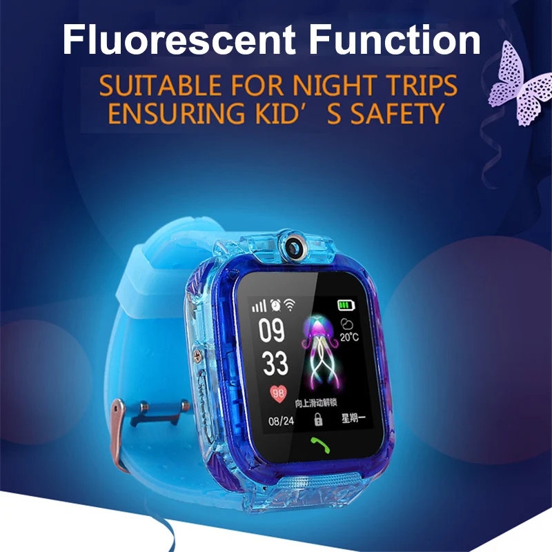 Q12 Smart Watch IP67 Waterproof Sport Kids Watches Girls Boys Android 1.44' Touch Screen Phone Smartwatch Fluorescence on Wrist