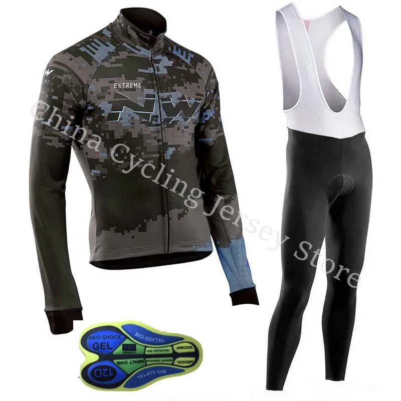 2019 NW الرجال الدراجة فريق الدراجات الملابس MTB دراجة جيرسي 12D مريلة السراويل دعوى طويلة الأكمام الدراجات جيرسي مجموعة سباق الرياضية A7