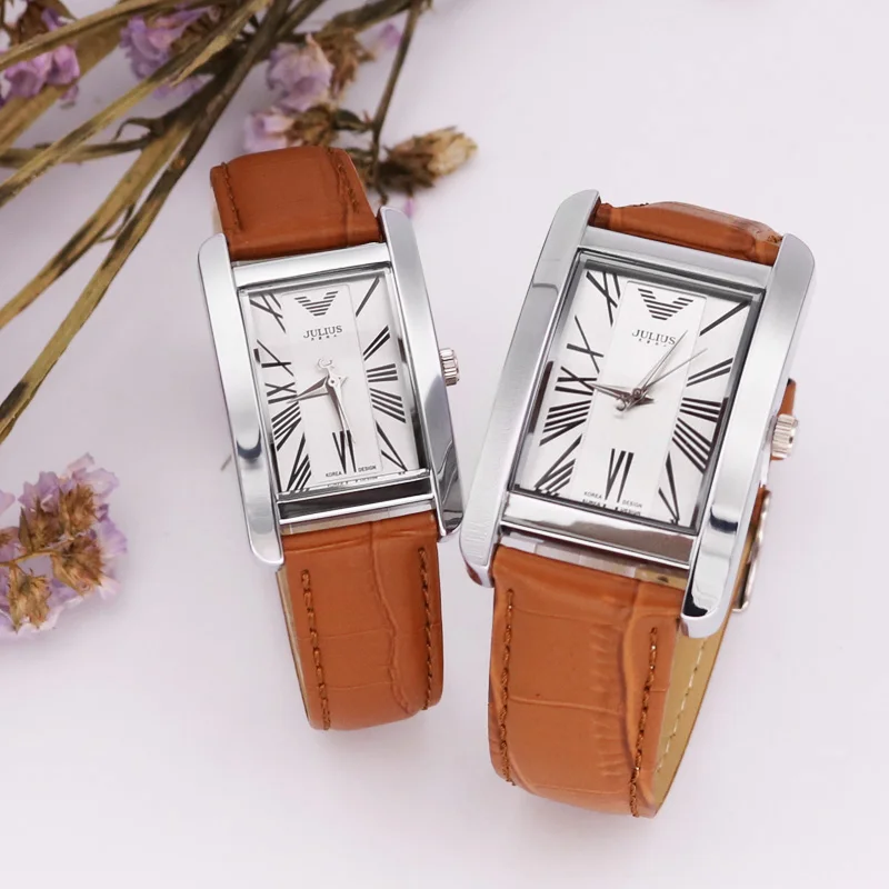 

Classic Julius Couple Hours Men's Watch Women's Watch Japan Quartz Fine Fashion Leather Clock Lovers' Valentine Gift Box