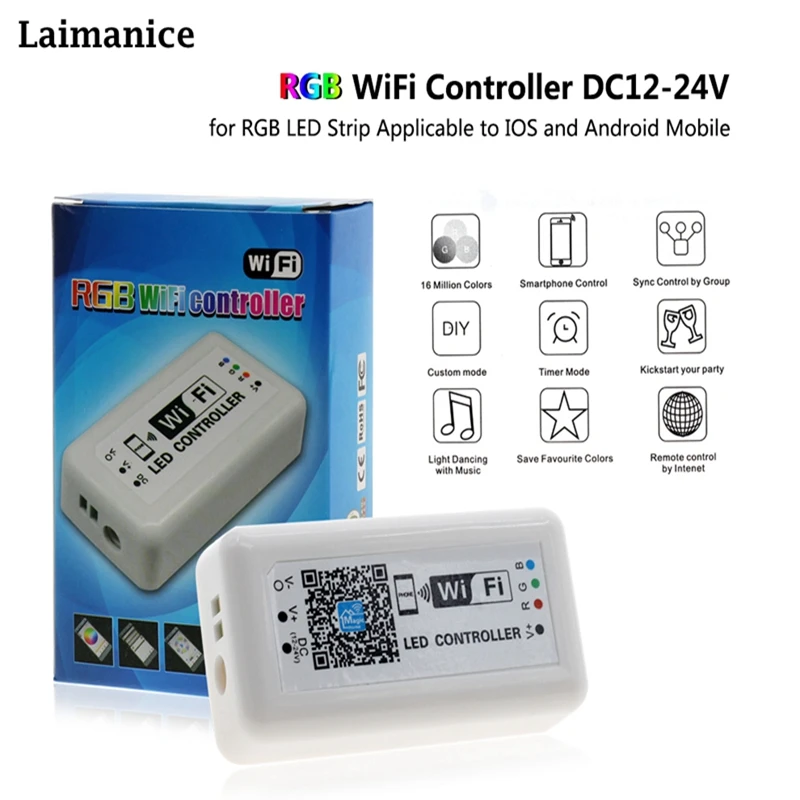 

DC 12V 24V LED WIFI RGB Controller For SMD 5050 2835 RGB LED Strip Light Application to IOS and Android Mobile