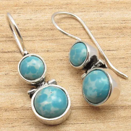 

Silver Plated Jewelry! LARIMAR Designer Hinge Earrings! Latest Design! Brand New