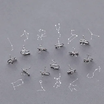 

Constellations Earrings No Piercing 12 Constellations Ear Cuff Charm 925 Sterling Silver Earrings Jewerly for Women