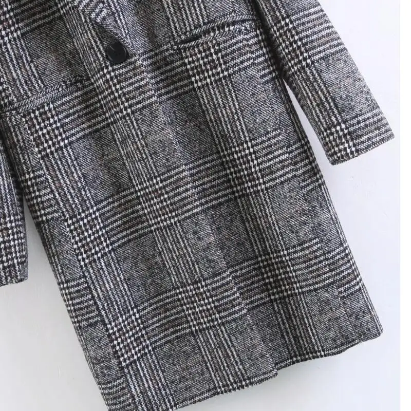 Femmes Classique Laine Manteau Long Checker Manteaux Plaid 2017 Hiver aqH5xRa