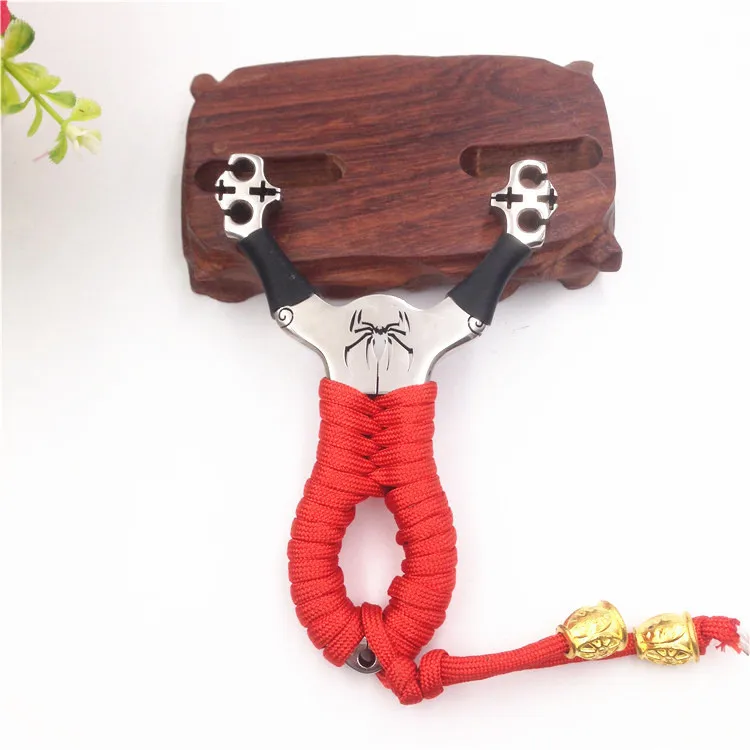 

32-114 Double Slots Spider Design slingshot 304 Stainless Steel Catapult Hunting for Outdoor Sports Competition