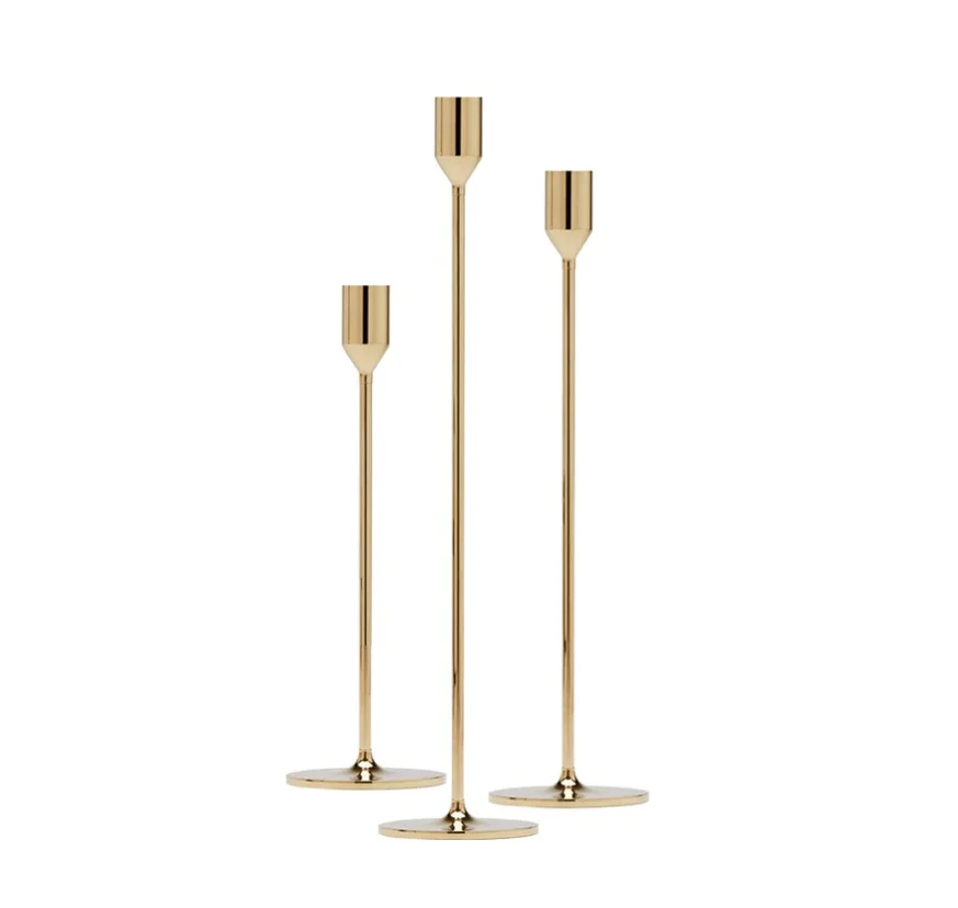 Slim Design Candle Holder 3pcs PACK / 18cm Diameter Metal Circular Base