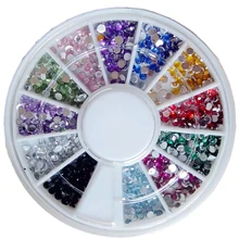 Колеса смешанных цветов для дизайна ногтей Стразы для украшения блесток Блестящий бисер шпильки украшения для ногтей драгоценные камни инструменты для маникюра