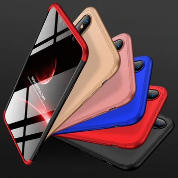 

500PCS 360 Degree Full Cover For iPhone XR X XS Max 8 7 Plus 6 6S SE 5 5S Phone Case 3 In 1 Hard PC Shell Coque Protection Cases