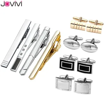 

Jovivi Men's Tie Clip Shirt Cuff Links Stainless Steel Classic Exquisite GQ Necktie Tie Clips Cufflinks Groom Wedding Business