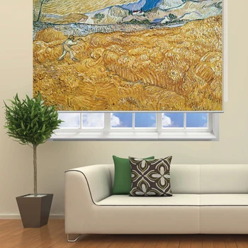 

MOMO Roller Blinds Shades Blackout Window Blinds Painting Curtains Roller Shades Thermal Fabric Custom Size Van Gogh H 116-120
