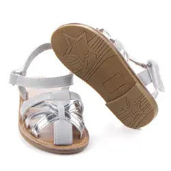 2017 летняя обувь для новорожденных новорожденная девочка первые ходунки Крест Пляж на резиновой подошве Уличная обувь
