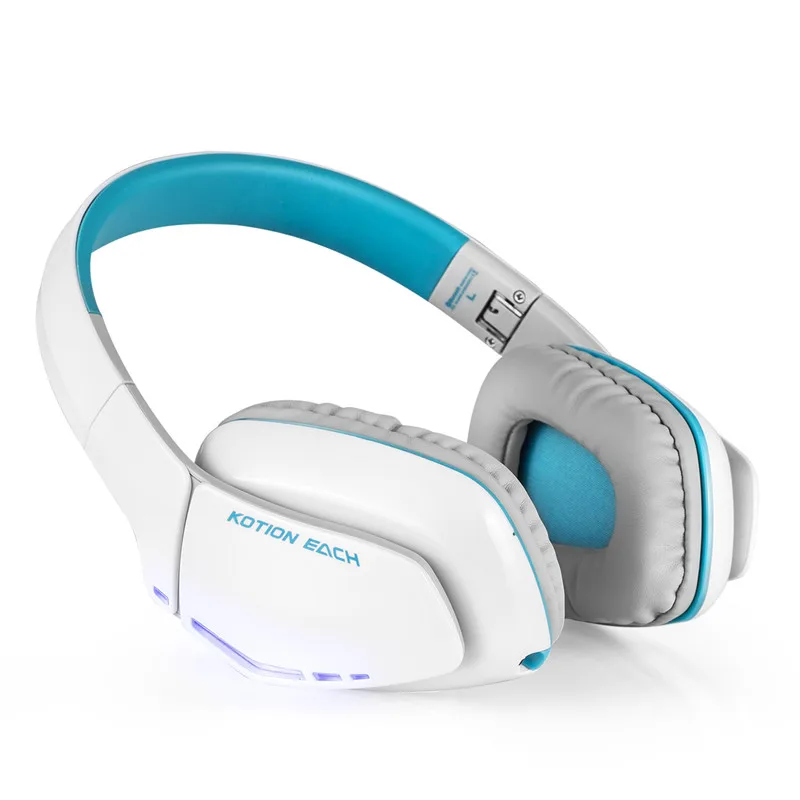 KOTION EACH B3506 шумоизоляция Bluetooth 4,1 Стерео Игровые наушники складные беспроводные музыкальные наушники с микрофоном 3,5 мм для телефона - Цвет: white blue
