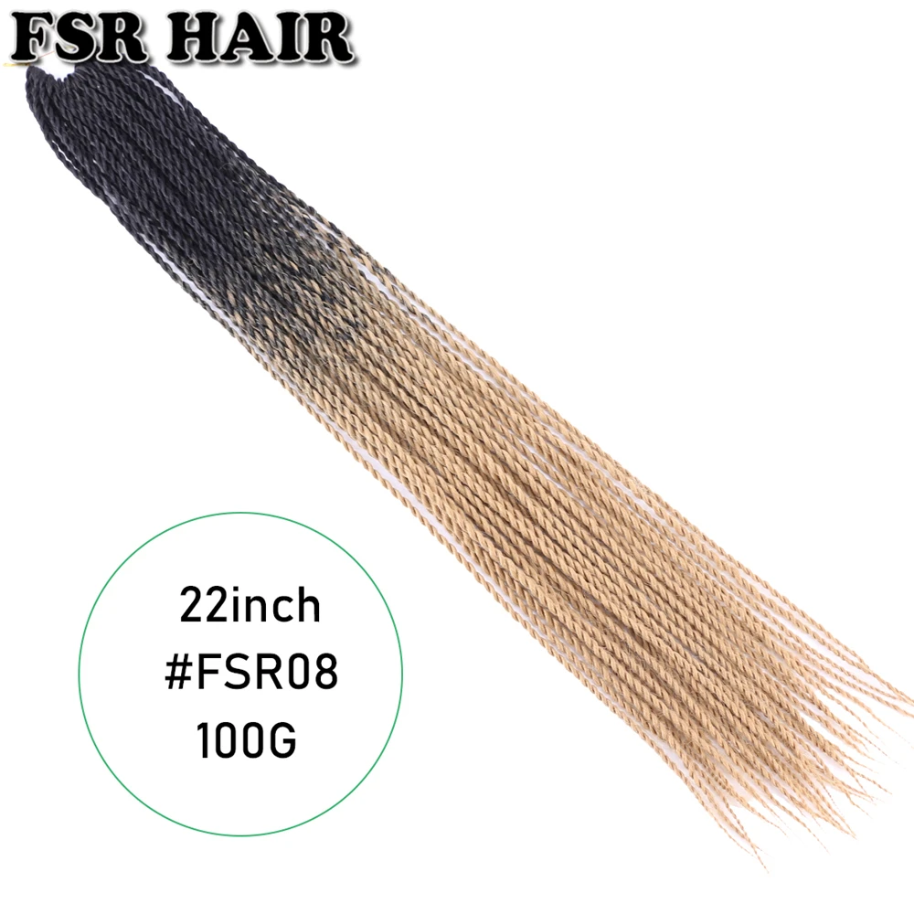 FSR Ombre синтетические плетеные волосы 22 дюйма 100 г Сенегальские крученые волосы на крючках косички 30 корней/упаковка 39 цветов