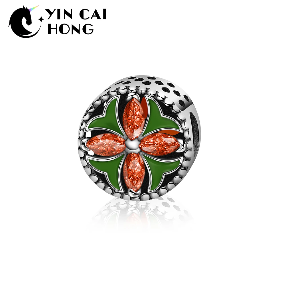 

YCH Hot Sale Real 925 Sterling Silver Glamorous Pave Barrel Clip Charm Beads Fit Original Bracelet Authentic Jewelry