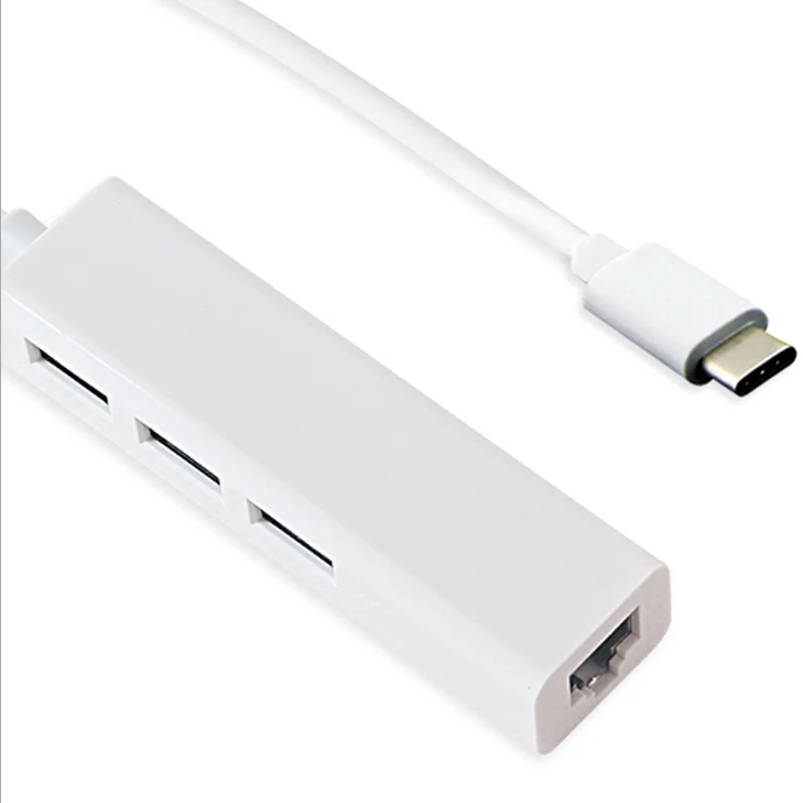 Kebidu 3 порта USB 3,0 концентратор type C для Ethernet LAN RJ45 сетевой адаптер для Macbook ThinkPad samsung Ноутбук USB-C type-c