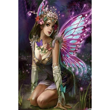 

DIY 5D Diamond Embroidery Crystals Diamond Mosaic Picture Sexy Fairy Round Rhinestones Diamond Painting Cross Stitch KBL