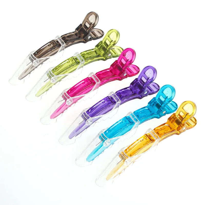 

6Pcs Transparent Sectioning Clips Hairdressing Salon Hair Grip Crocodile Clips