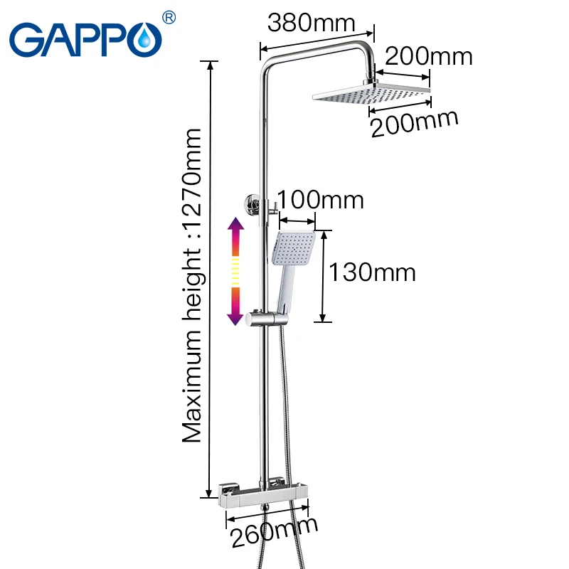 GAPPO смеситель для душа смеситель для ванны дождевой Душ Набор Термостатический смеситель для ванной комнаты настенный смеситель для душа