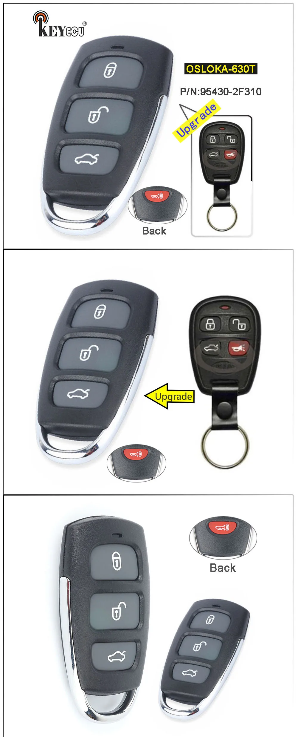 Keyforkess P/N: 95430-2F310 FCC: OSLOKA-630T Aggiornato Keyless Entry 3 1 4 Pulsante Chiave A Distanza Fob per Kia Spectra 2003-2007 - HTB13miDXN2rK1RkSnhJq6ykdpXaK